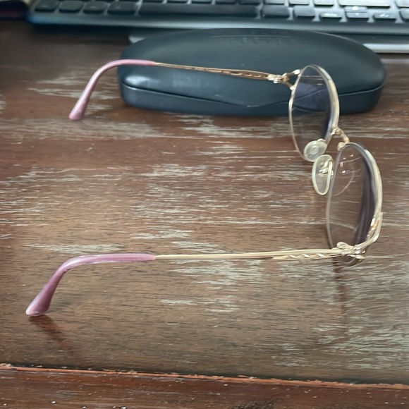 Seiko T358 pure titanium pink and gold full rim eyeglasses with black hard case - Picture 12 of 16